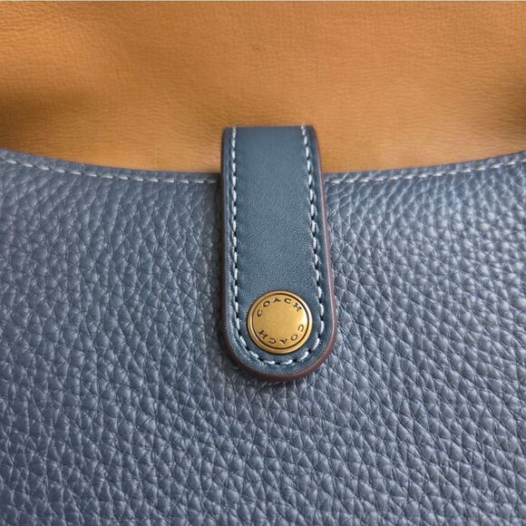 Coach Saddle With Colorblock Python Detail Crossbody Shoulder Bag In Denim Blue - Picture 6 of 12